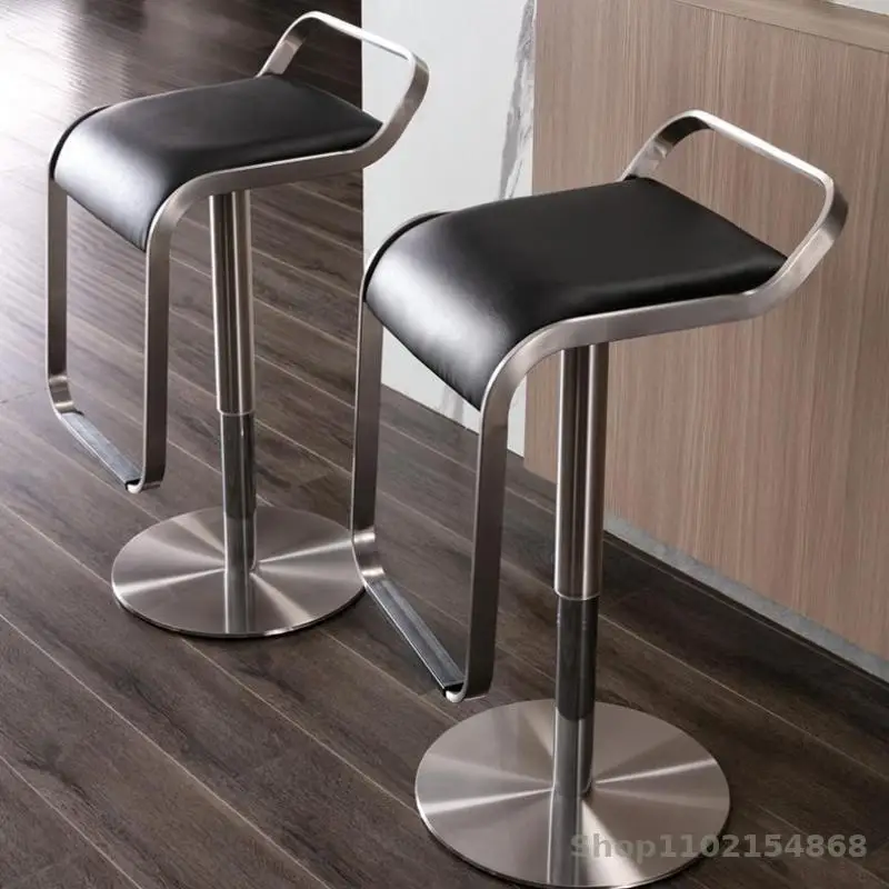 Stainless Steel Bar Chair Home Modern Minimalist Bar Chair Lift Leather