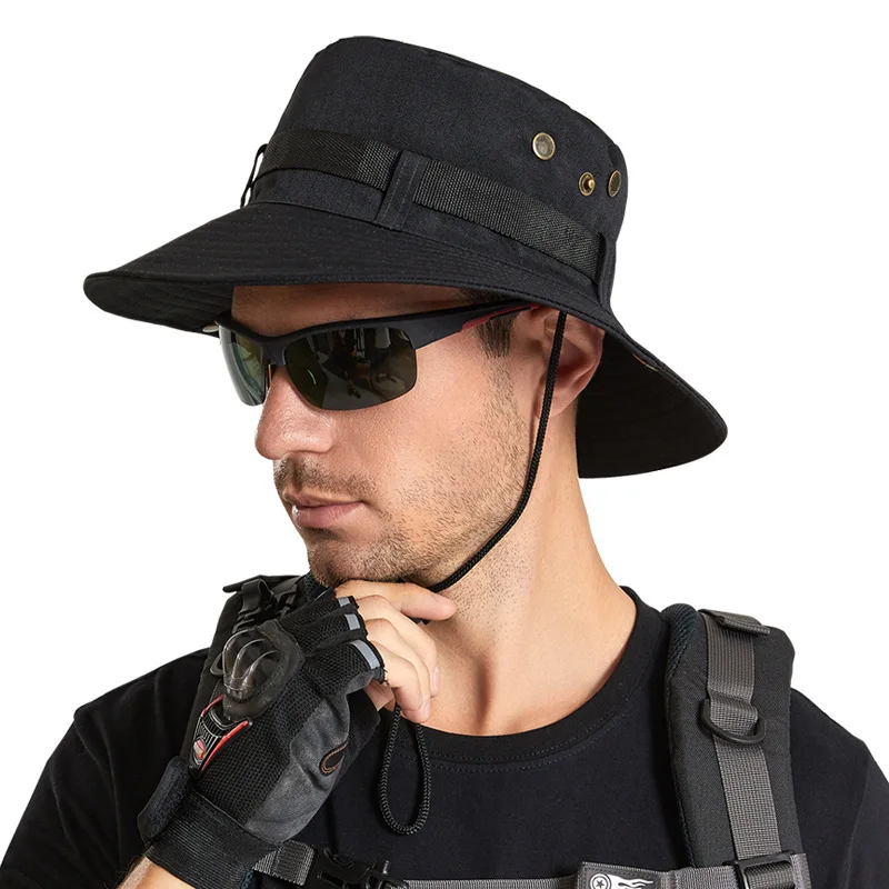 

Men Outdoor Bucket Hat Mountaineering Fisherman Hat Men's Large Brim Sunscreen Hat Breathable Summer Sun Hat Sombrero Gorros