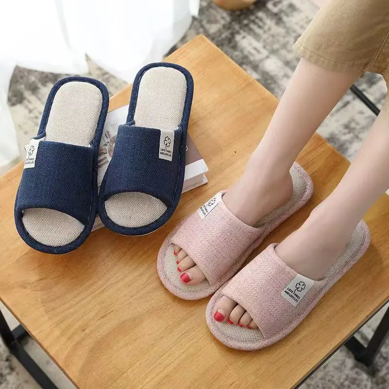 

Couple Soft Slippers Men And Women Pure Plain Home Cotton Linen Slippers Simple And Comfortable Indoor Slippers Pantoufle Homme
