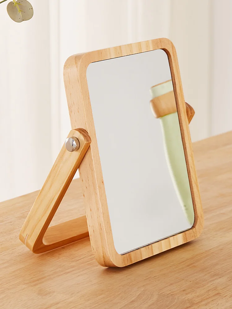 

Solid Wood Dresser Desktop Simple Portable Foldable Makeup Mirror