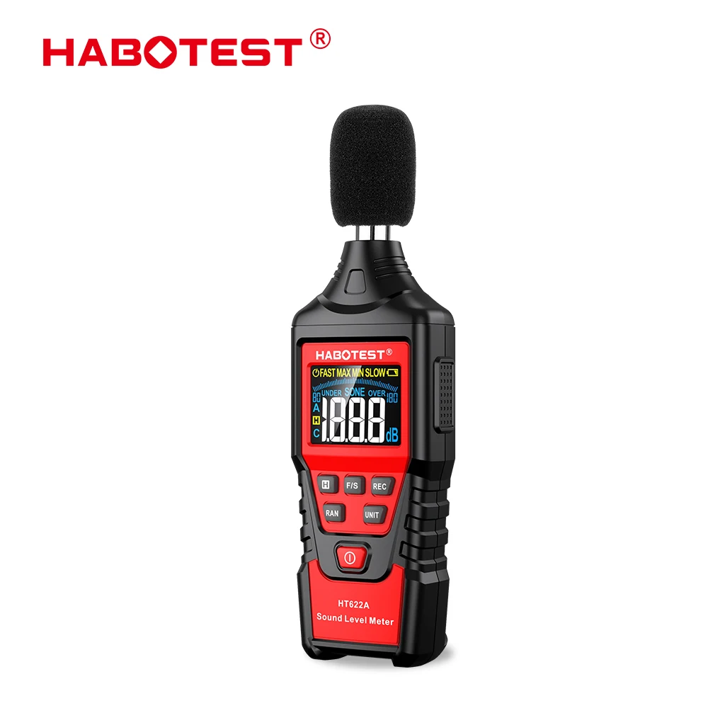 HABOTEST HT622 Sound Level Meter Portable SPL Meter 30dBA to 130dBA Audio Noise Volume Measuring Instrument Decibel Meter