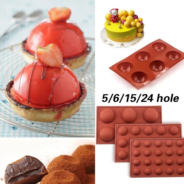 Szilikon 5 Félkörrel Lyukak Félgömb Alakú Sütemény Penész Mousse Sütő Desszert Termékek - Image 3