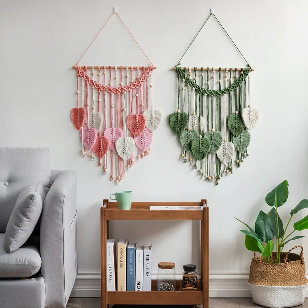 

Promotion Nature-Inspired Handwoven Wall Hanging Tapestry With Leaf Pattern For Wall Living Room Home Study Gift Decor Or