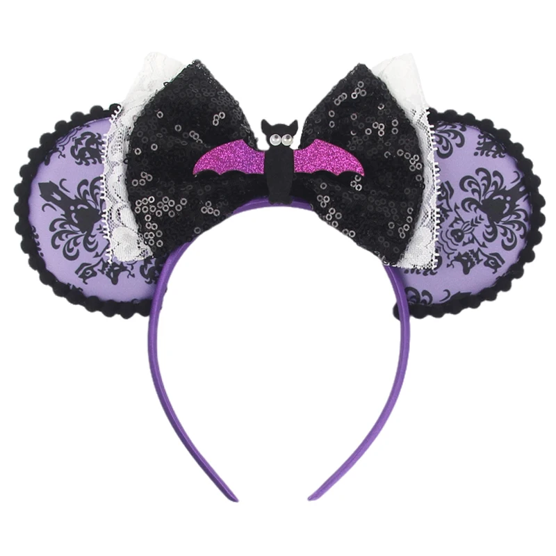 2026 Lila Haarreif mit Mausohren, schwarzer Pailletten-Schleifen-Haarreif, Damen-Haarband, Geburtstagsgeschenke, Cosplay-Accessoires für Erwachsene/Kinder – Detail 13