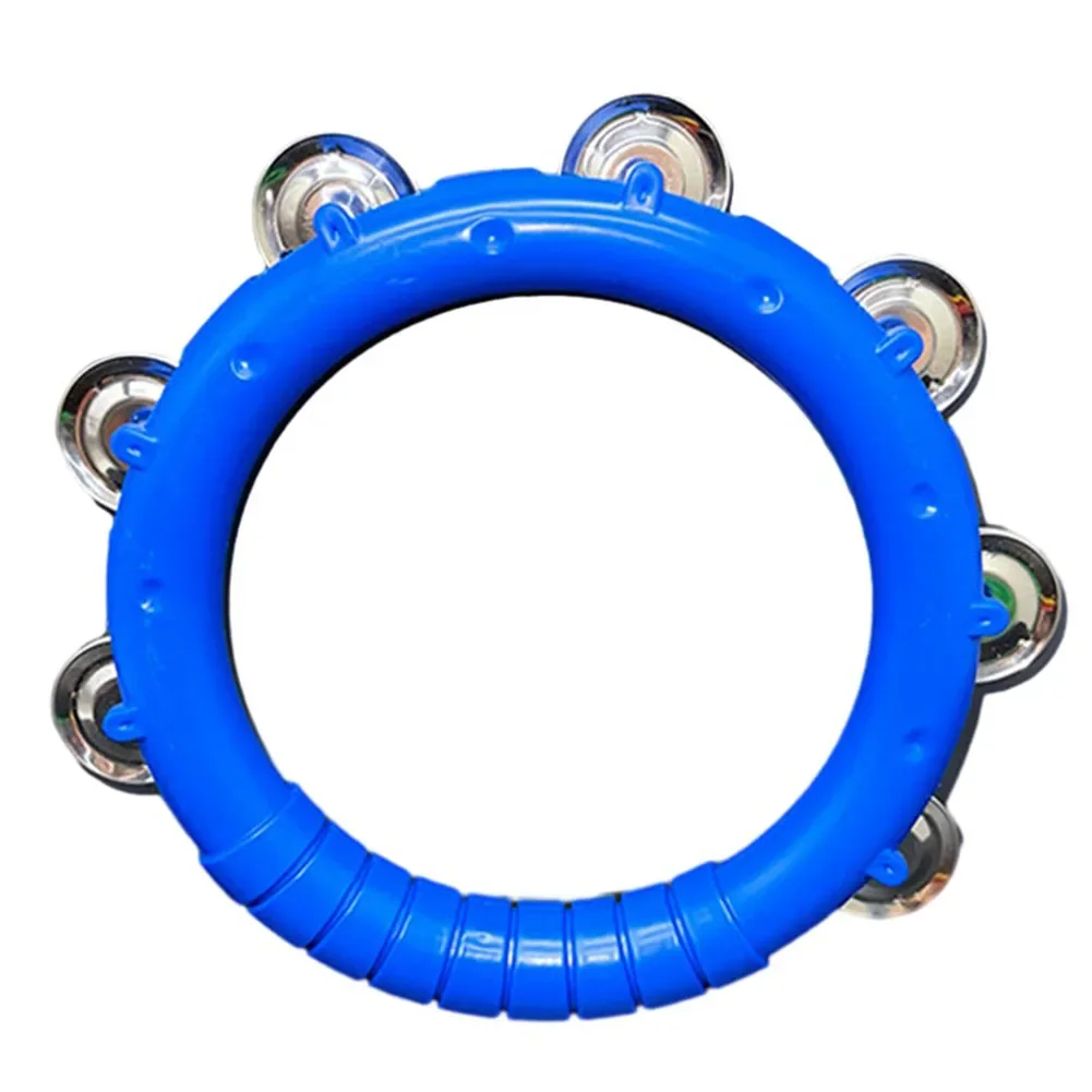 Tambourine Round Shape Grip Handle Hand Bell Jingles For KTV Dance Lead Party Church Christian Dance Tambourines Drum