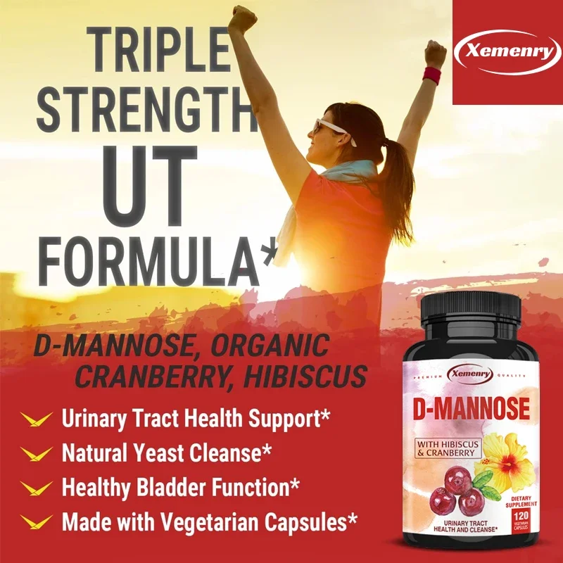 Mannose Capsules Urinary Tract Health Formula Organic Cranberry Fruit Powder Hibiscus Healthy Bladder Rapid Detoxification