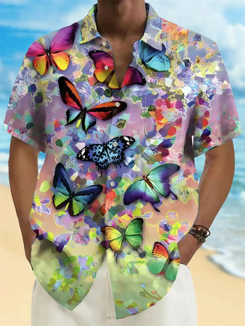 Camisas hawaianas de verano para hombre, camisetas de manga corta con botones coloridos y estampado 3D, camisa de playa de moda, camisa de vacaciones para uso diario