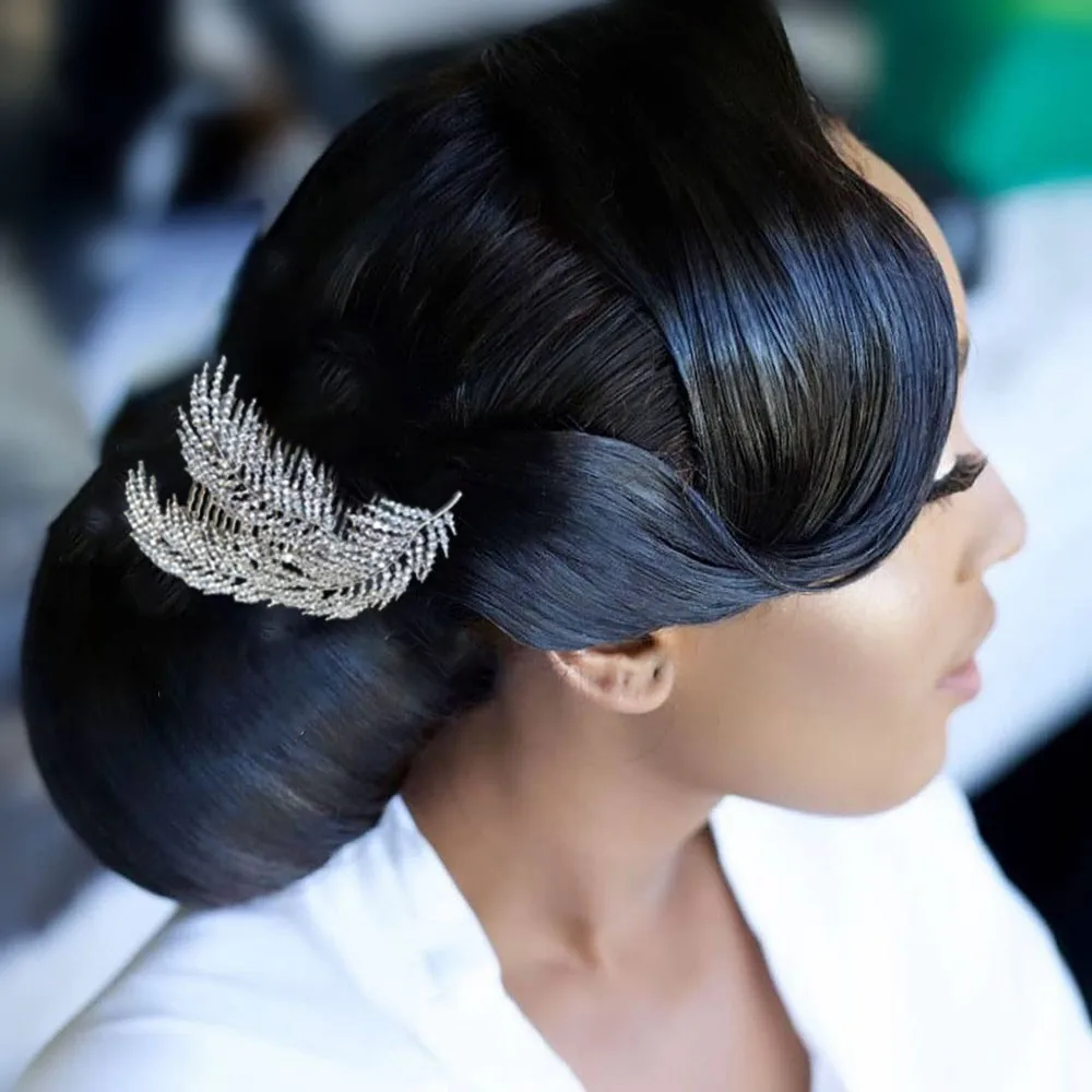 

HB42 Korea Alloy Leaf Wedding Hair Comb Crystal Tiara Rhinestone Hair Clips Women Hairpins Bridal Headpiece Hair Accessories