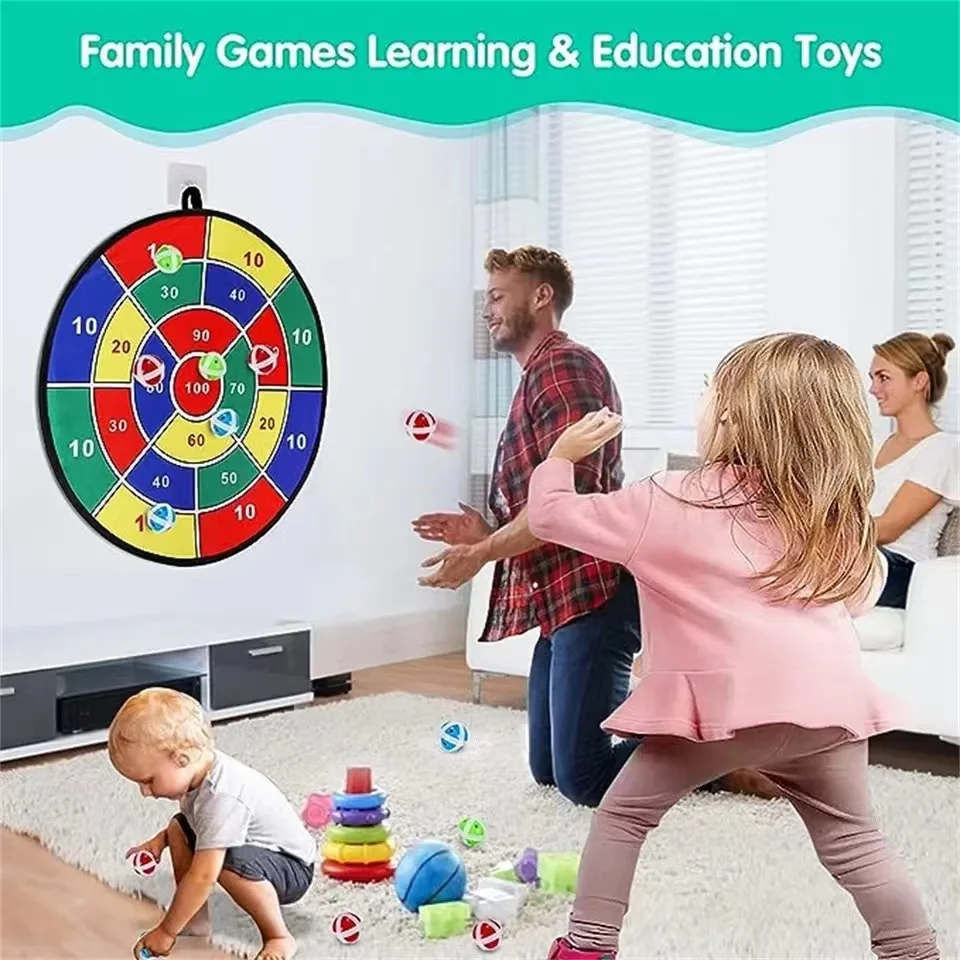 Children's Large Dart Board, Sticky Ball Dart Plate Steel Ring Folding Dart Plate Throwing Sticky Ball Plate Family Game Toys
