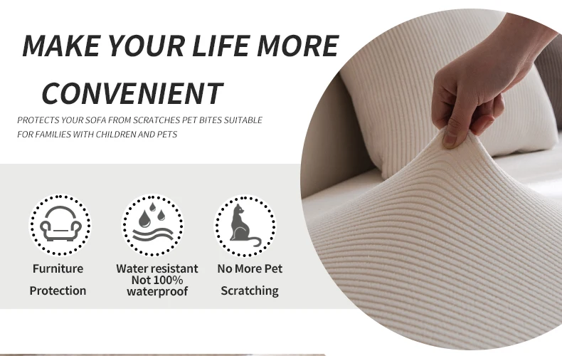 Description Picture 4 of item1pc Jacquard Sofa Cover Anti-Dirty Elastic Scratch-Resistant Couch Cover for Living Room 1 2 3 4 Seater L Shaped Full Set