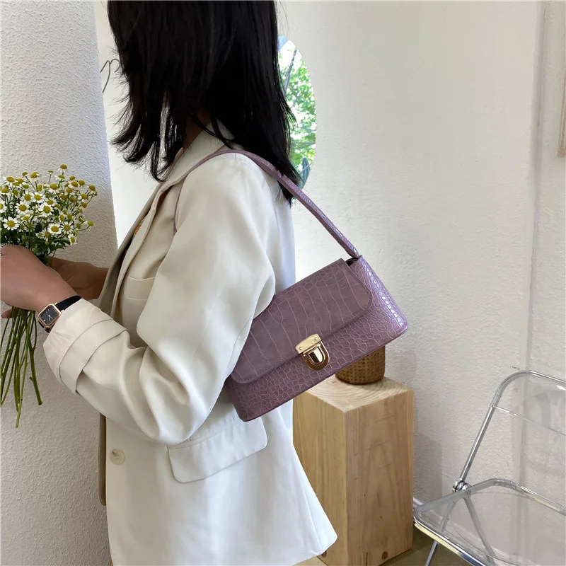 2023 New Shopping Bag Retro Casual Lady Underarm Handbag Stone Pattern Shoulder  Bag Female Leather Solid Color Chain Female Bag - AliExpress