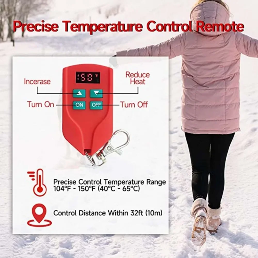 2000mAh Electric USB Heated Insoles Winter Foot Warmer Shoes Insert Pad with Remote Control Breathable Memory Foam Shoe Insole