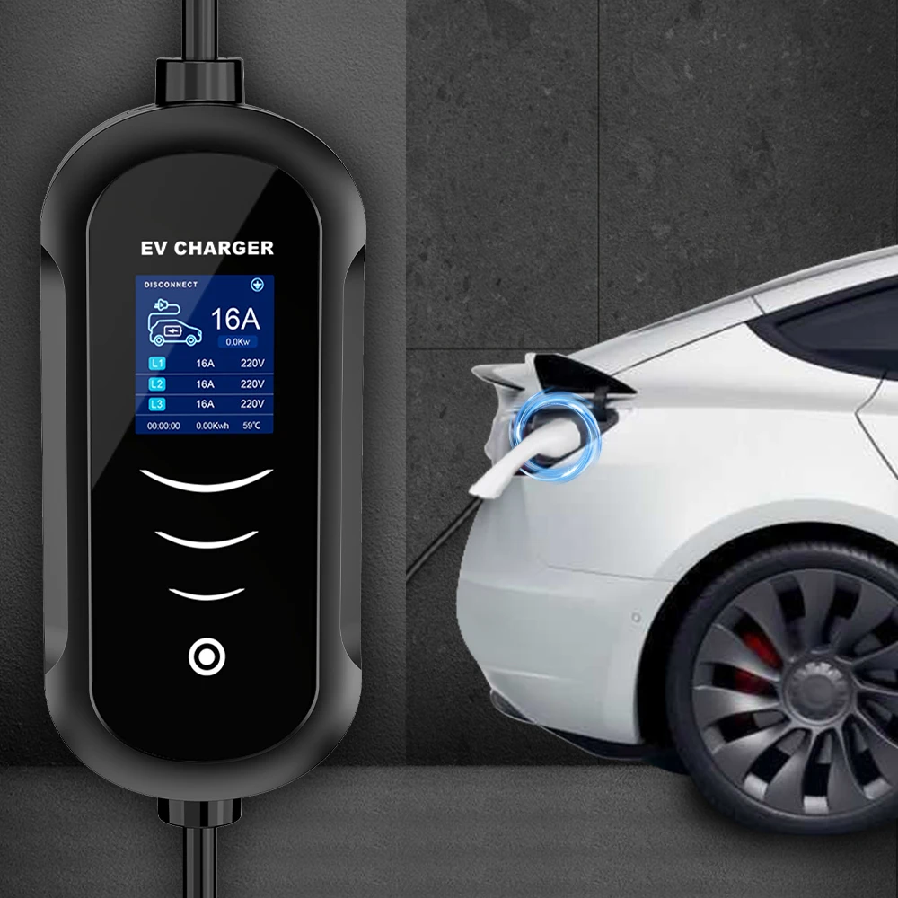 11KW 16A EV Portable Charger Type2 EVSE Charging Box Electric Car Charger CEE Plug IEC62196-2 Electric Vehicle Charger 5M Cable