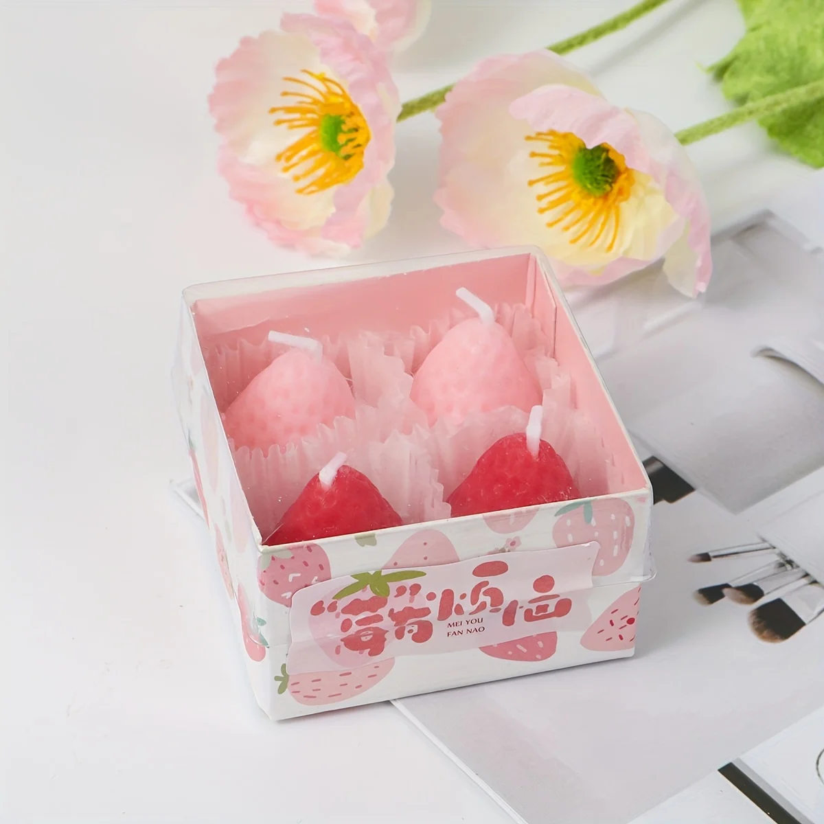 4pcs-Strawberry Candles Soy Wax Aromatherapy Candles Scented Candles Cake Party Home Decoration Creative Birthday Gift