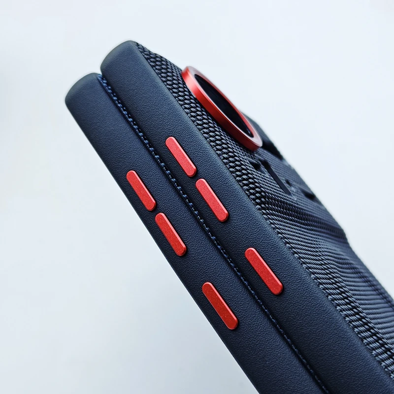 ELVEV Magnetic Luxury Weave PU Leather Anti-Fall Phone Case with Wireless Charging Compatibility