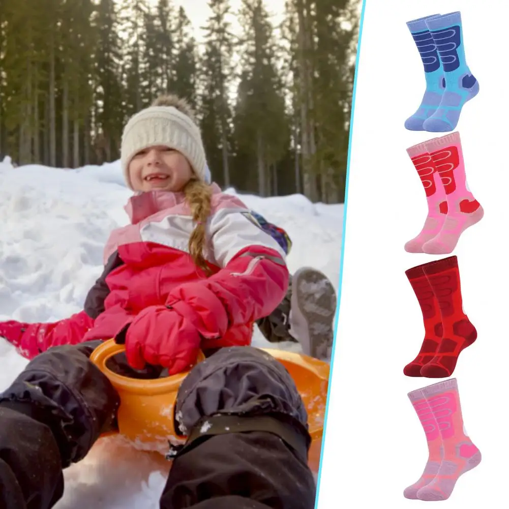 

1 Pair Cold-resistant Thermal Socks Breathable Hiking Socks Non-Slip Cuff Kids Winter Warm Thermal Snow Socks Keep Warm