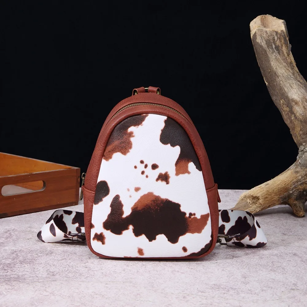 Leopard PU Leather Convertible Backpack Crossbody Bags Women Fashion Vintage Sling Bag Female Casual Versatile Mini Backpack