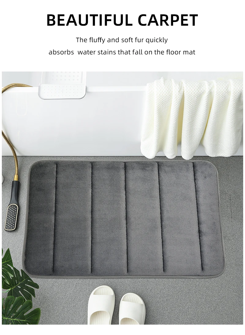 Description Picture 6 of itemStriped Bathroom Mat,Absorbent & Quick-drying Kitchen Floor Carpet,Non-slip & Super Soft Entry Doorway Floor Rug,For Bathroom Be