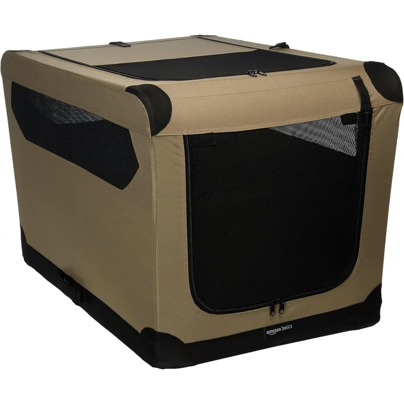 Basics-Folding Soft Crate for Cat, Dog, Rabbit, 36 Inch, Tan, 35.8"L x 24.0"W x 24.0"H