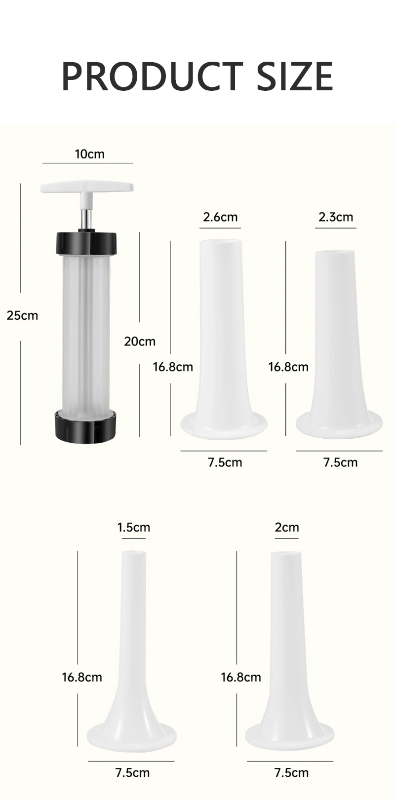 Description Picture 2 of itemManual Sausage Maker Meat Filler Stuffer  Stainless Steel Syringe With Casing Kitchen Home Made Sausages Vertical