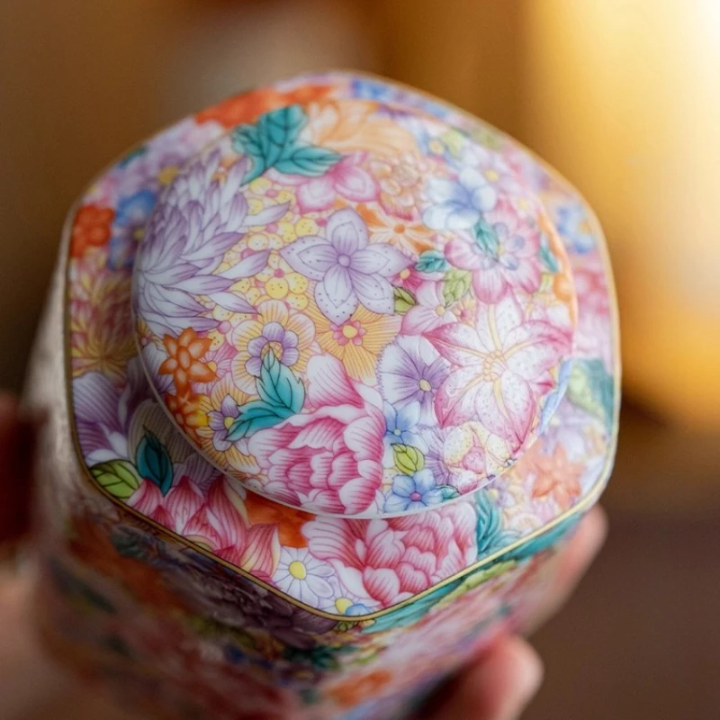 490ml Ceramic Tea Sealed Jar Household High-end Black Tea Pu'er Tea Can Moisture Proof Can Coffee Bean Storage Tank