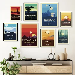 Retro Tatooine Planet Hoth Star Abstract Landscape Canvas Painting Prints Wars Minimal Movie Posters for Living Room Home Decor