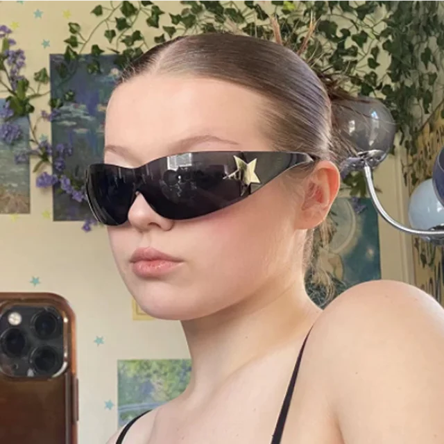 Gafas de sol deportivas de lujo para mujer y hombre, lentes de una pieza, estilo Punk, diseñador de marca, Y2K, UV400 - Imagen 4
