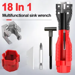 Clé de robinet universelle 18 en 1, pour Installer un évier à Double tête, clé à cannelure, prise de plomberie, outils de réparation, ensemble d'outils professionnels 