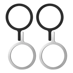 Magnetic Self - Adhesive Metal Ring for Wireless Charging Cases (2Silvery and 2Black)