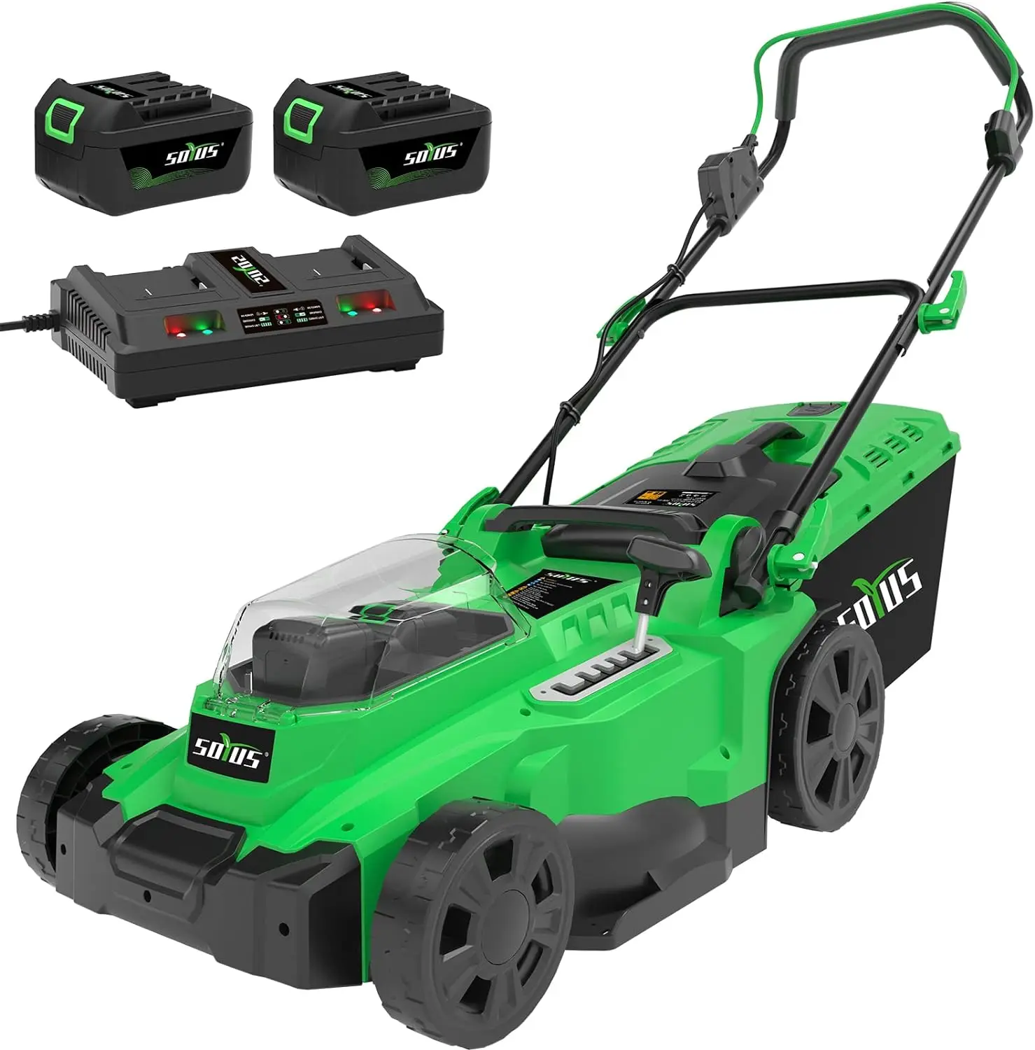 

SOYUS Electric Lawn Mower Cordless, 15 Inch 40V Battery Powered Lawn Mower with Brushless Motor, 6 Position Heigh