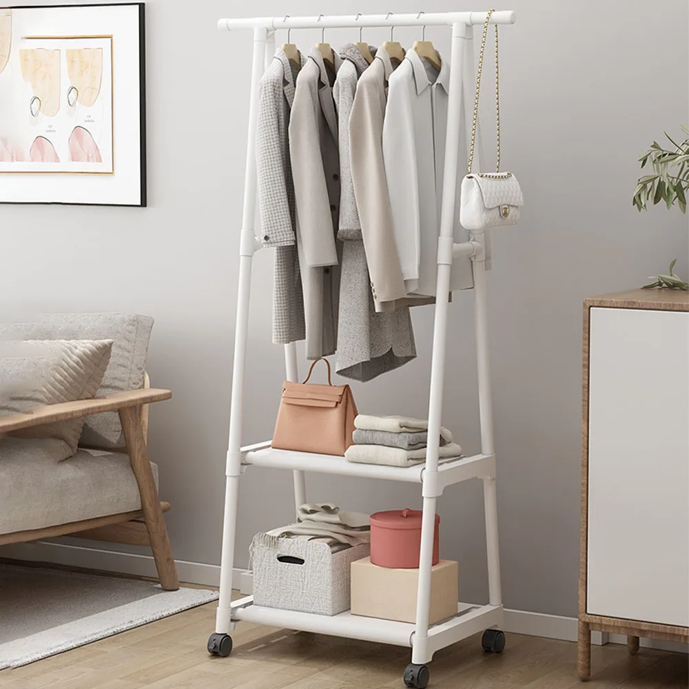 Clothes Rack Triangle Pulley With Wheels Hangers Floor-Standing Clothes Racks
