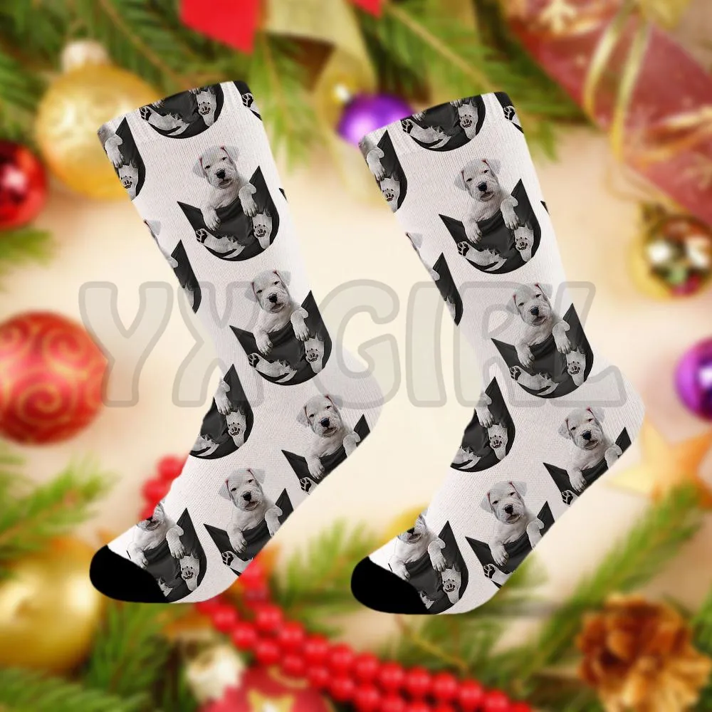 Dogo Argentino In Pocket Socks  3D Printed Socks High Socks Men Women High Quality Long Socks Novelty Socks