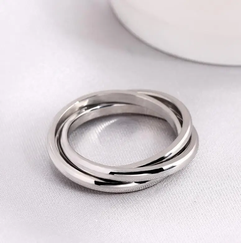 UAGE Classic 3 Rounds Ring Sets Women Stainless Steel Wedding Engagement Female Finger Jewelry 5