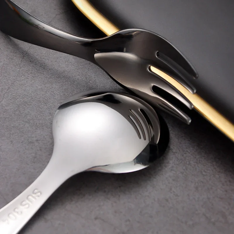 Mini portable stainless steel spoon fork set storage dessert fruit tool for work school short handle tableware suitable for kids picnic camping western style