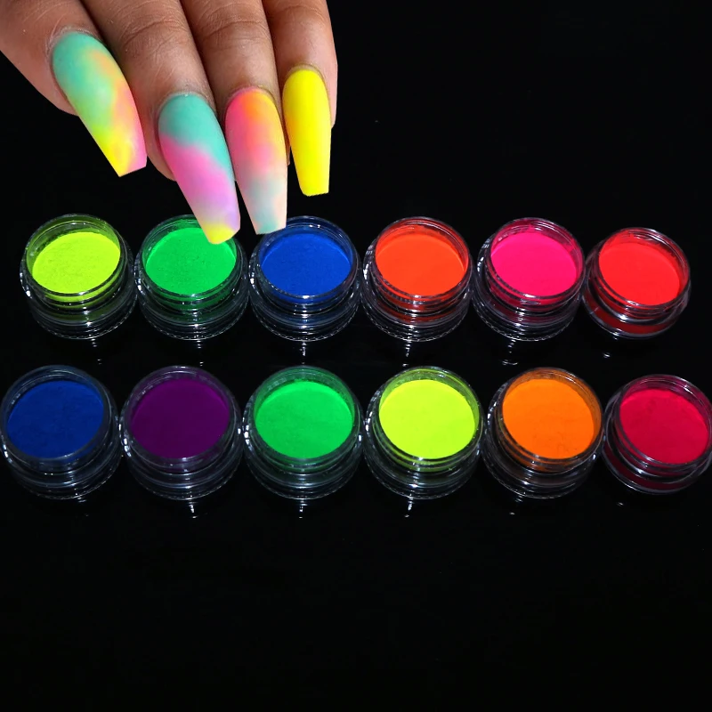 Nail Pigment Powder Glitter Set DIY Gel Polish Manicure Nails Art Decoration Fluorescent Neon Phosphor