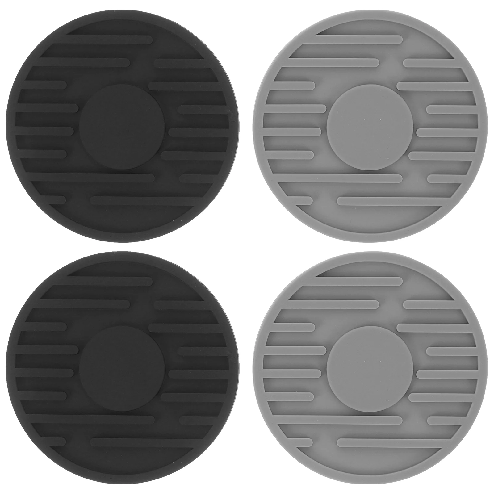 

4 Pcs Car Water Coaster Auto Non-slip Coasters Silicone Round Drinks Vehicle Stripe