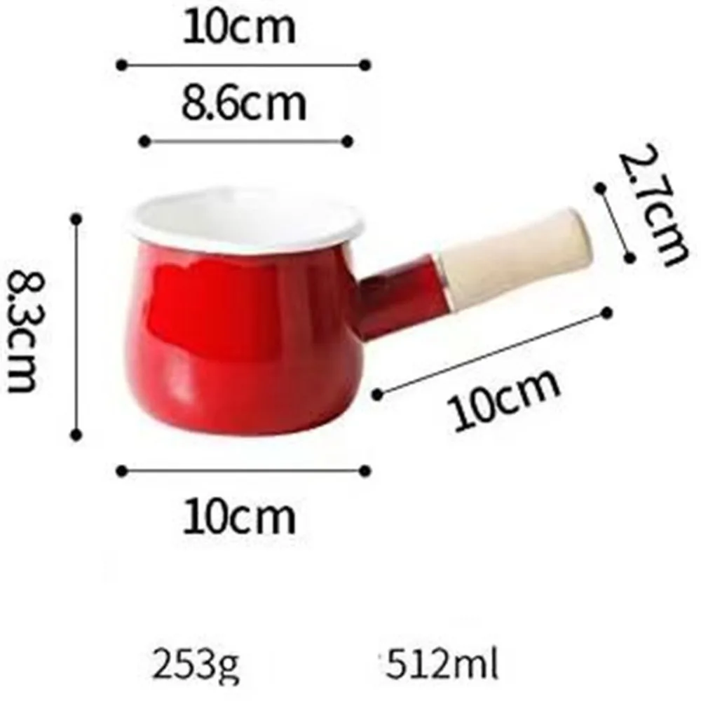 Serviceable Enamel Mini Butter Warmer White/Red/Blue/Green 7.3*3.3 Inch Mini Butter Pan Small Household Milk Pot Kitchen