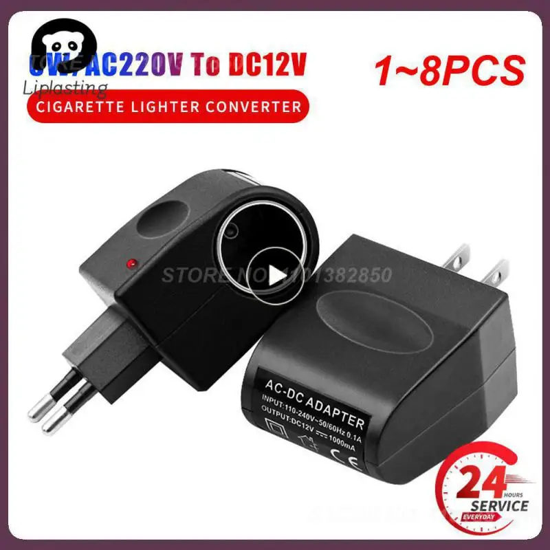 

1~8PCS EU 220V To 12V DC Car Power Adapter Socket Converter Car Cigarette Lighter For Automobile Wall Socket Splitter Charger