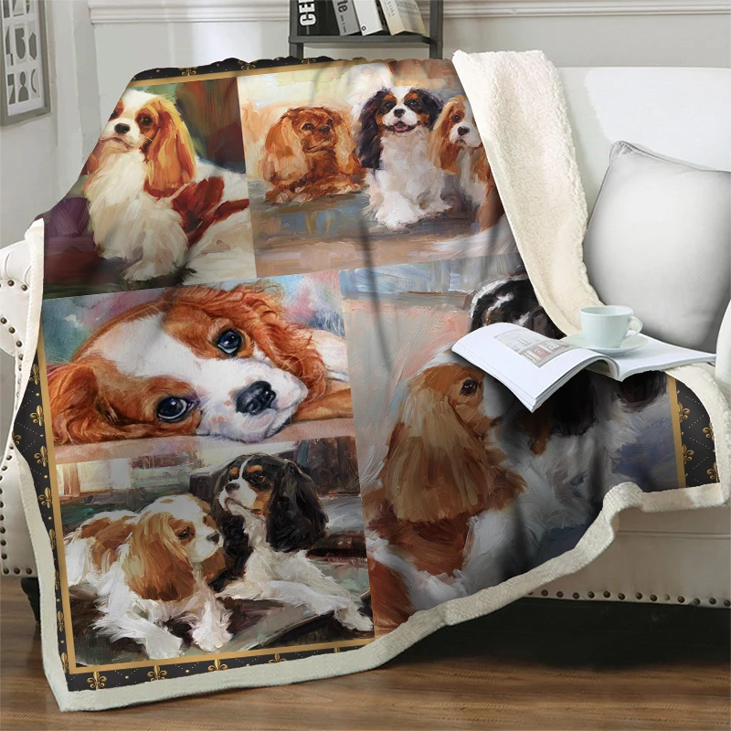 

Animal Plush Throw Blanket 3D Cute Dogs Sherpa Blankets for Beds Sofa Chair Travel Camp Kids Couch Quilts Cover Nap Sofa Blanket