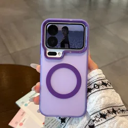 MagSafe Candy Matte Transparent Case with Magnetic Wireless Charging Cover - Xiaomi 14 Pro (Purple)