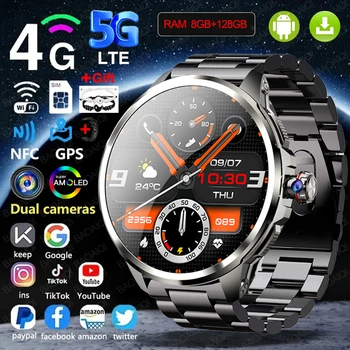 5G/4G Full Network Smart Watch 1.95 pollici 720*720 Grande schermo HD Videochiamata 8 GB + 128 GB RAM 2100 mAh Google Play WIFI GPS Smartwatch