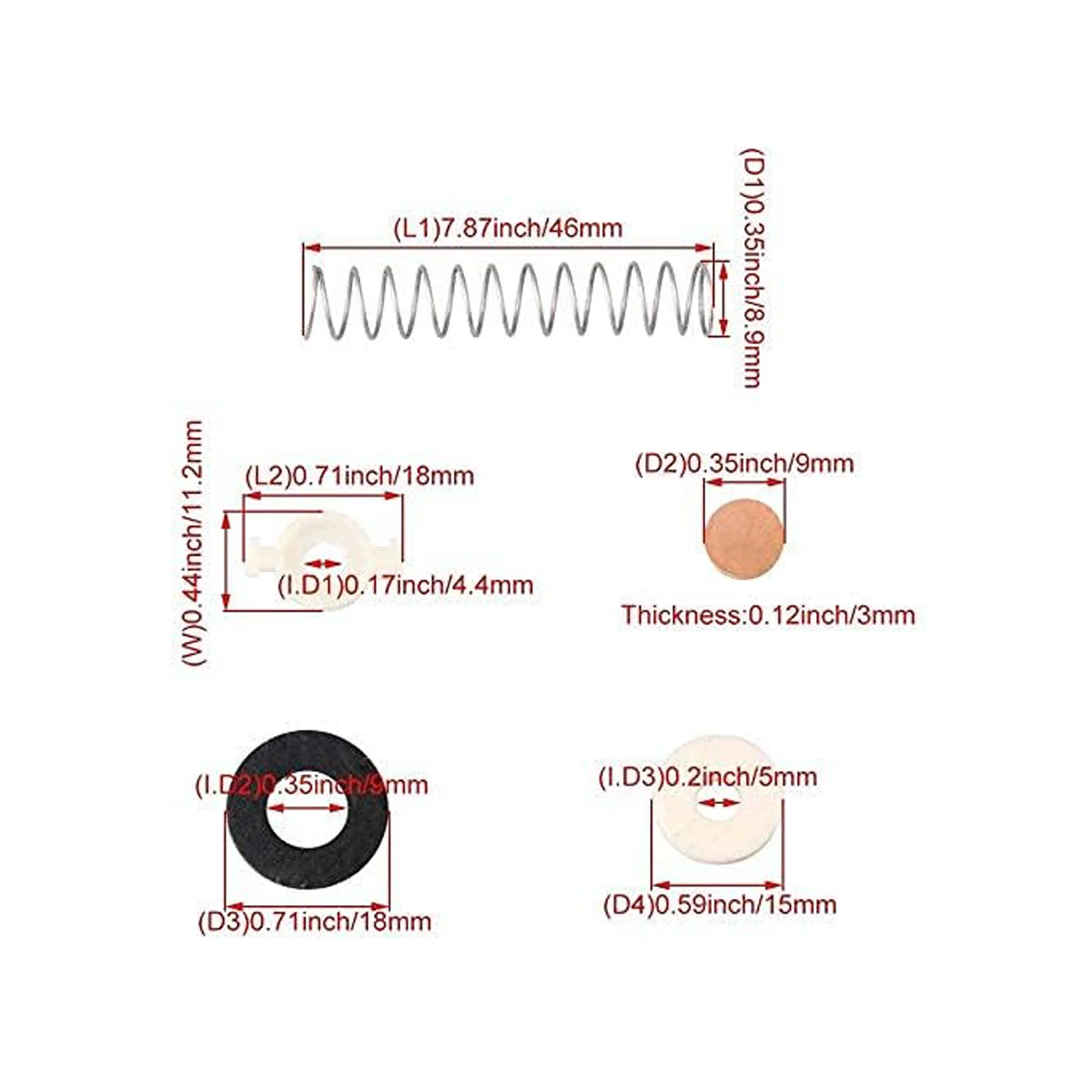 16pcs Trumpet Valve Spring Felt Washers Cork Pad Set Trumpet Valve Replacement Parts Piston Repair Kit