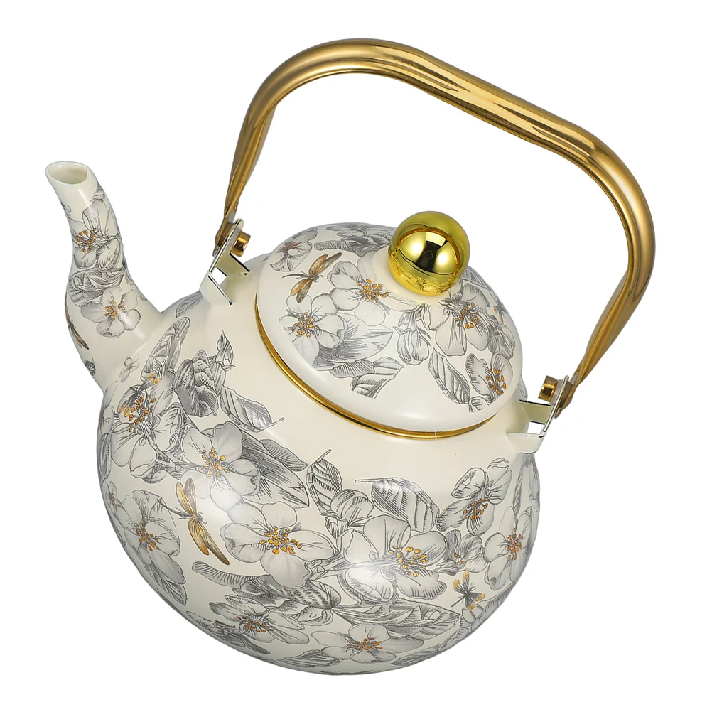 Enamel Tea Maker Retro Coffee Pot Stovetop Kettle Induction Teapot Porcelain Enameled Teakettle