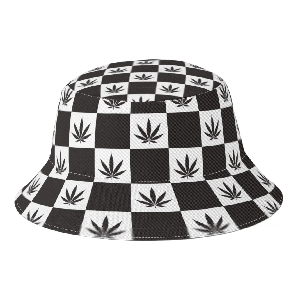 New Summer Cannabis Leaf Checked Bucket 