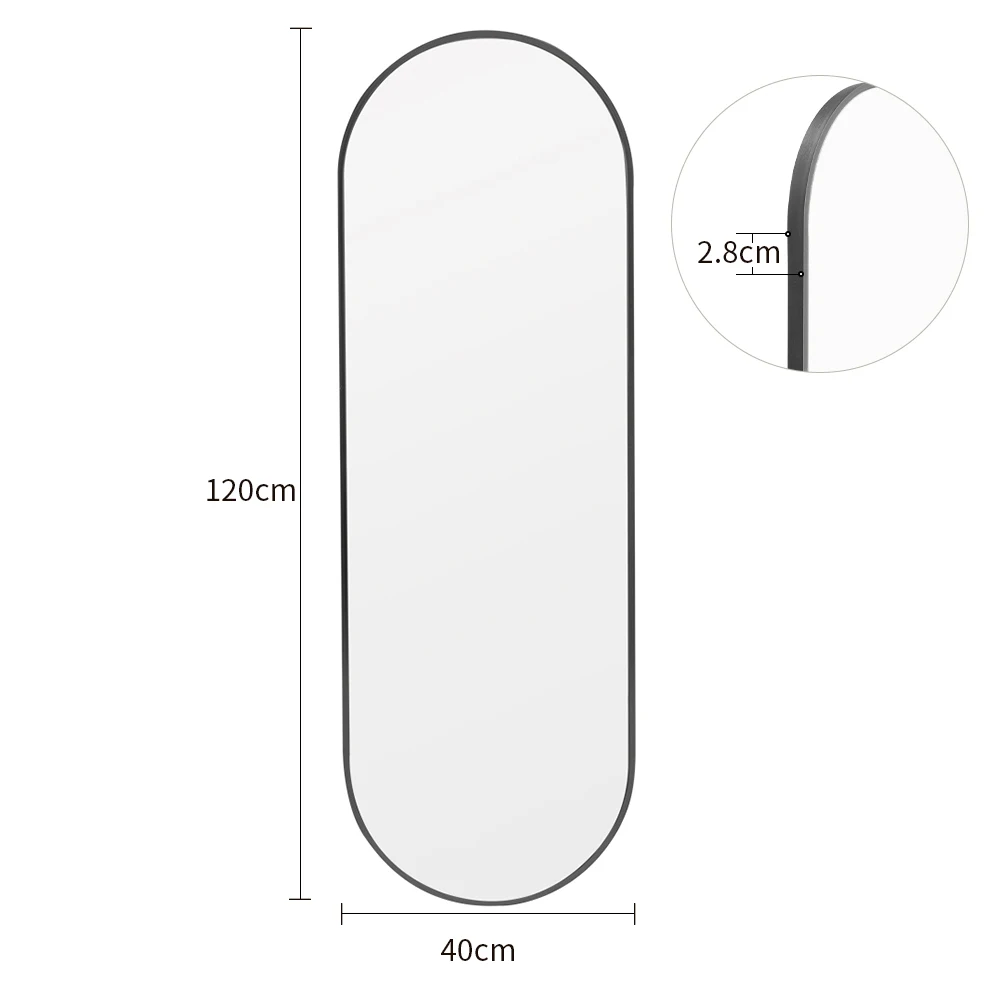 【Lifeideas】Modern Oval Metal Full Length Wall Mirror Gold/Black