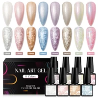 8PCS/SET  Autumn Thread Shell Nail Polish Gel Set Glitter Semi-Permanent Soak Off UV Nail Art Manicure Varnish Supplies Kit 1