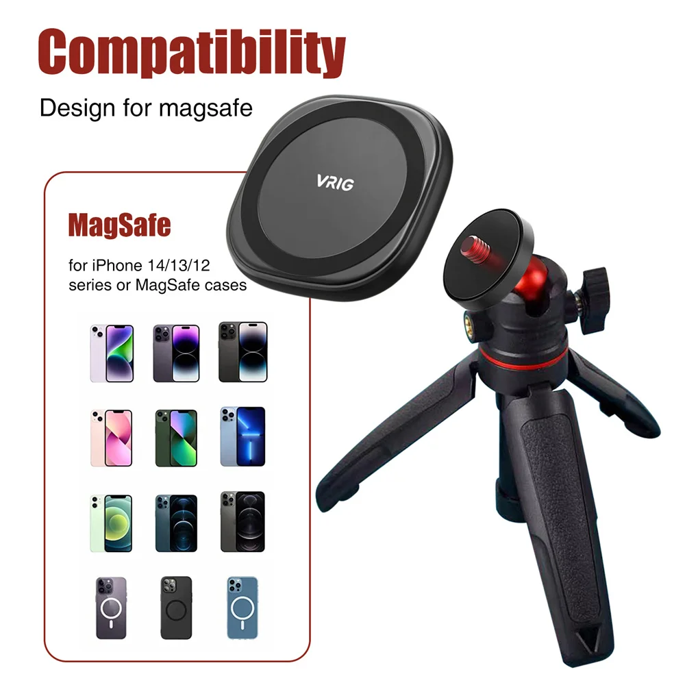 Description Picture 4 of itemVRIG Magnetic Phone Tripod Extended Mini Tripod Selfie Stick With 360 Ballhead Phone Holder for MagSafe iPhone 14 13 12 Series