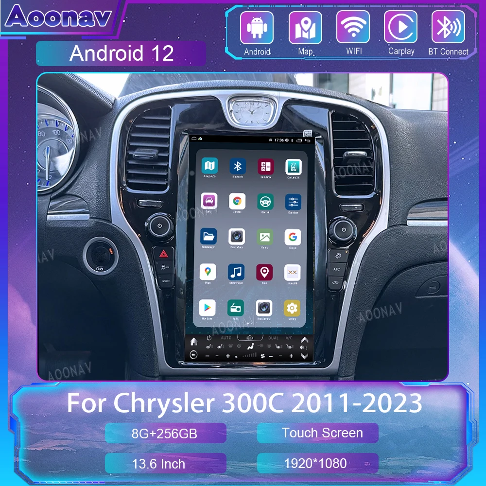 

Автомобильный радиоприемник Android для Chrysler 300C 2011-2023 мультимедийный автомобильный стерео GPS-навигатор в стиле Тесла мультимедийный плеер приемник