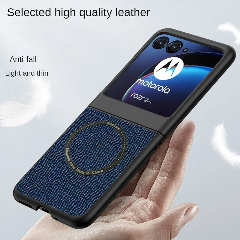 Luxury Real Leather For Magsafe Shockproof Case For Motorola Moto Razr 40 Ultra Razr40 Ultra Magnetic Wireless Charging Cover