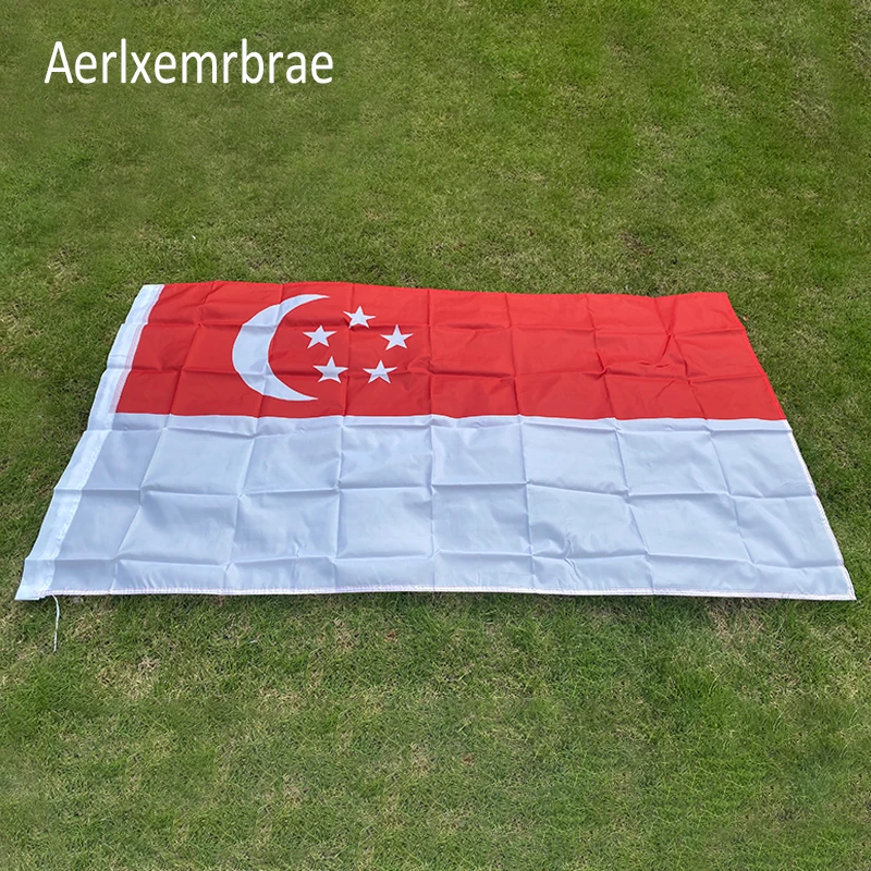 

free shipping aerxemrbrae flag 90 x150cm Singapore flag Banner Flags High Quality Polyester Fabrics